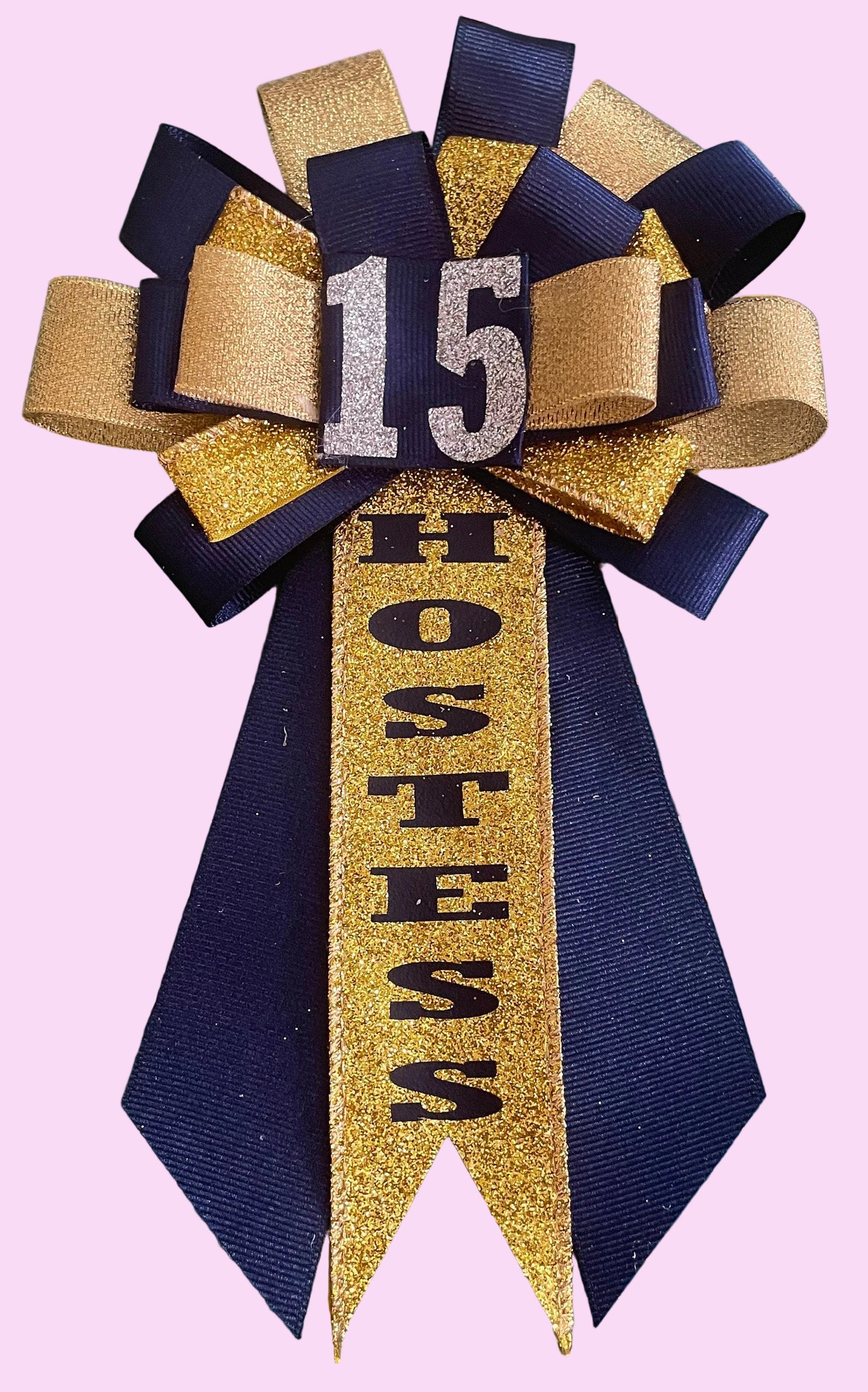 Custom number ribbon corsages.