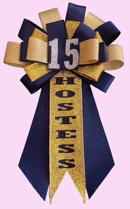 Custom number ribbon corsages.