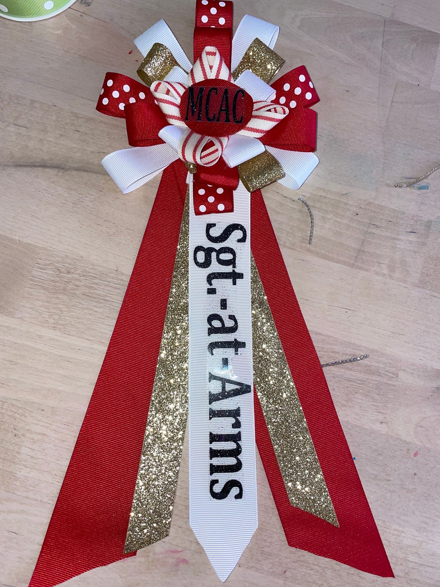 Custom ribbon corsages.