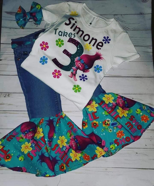 Trollz inspired bell bottom set
