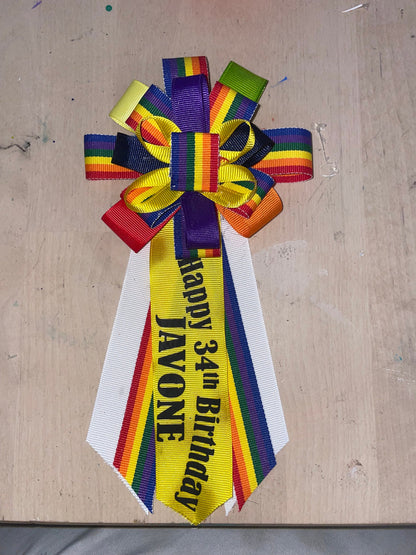 Custom ribbon corsages.