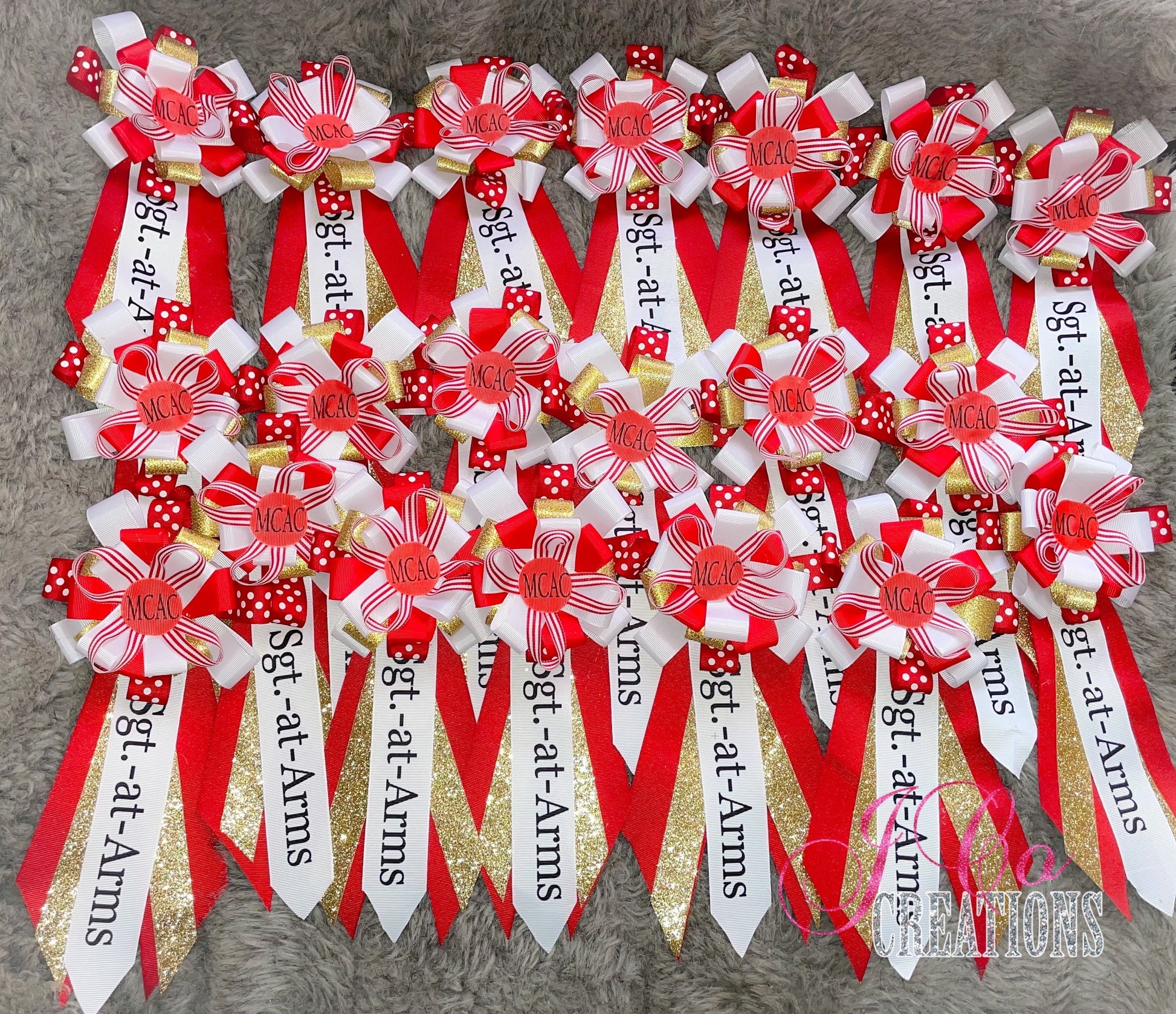 Custom ribbon corsages.