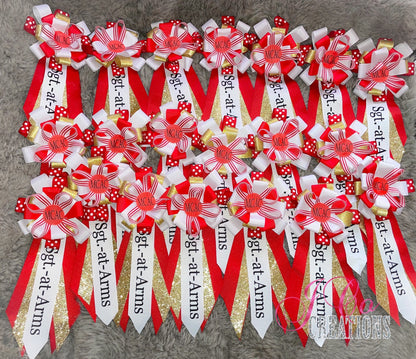 Custom ribbon corsages.
