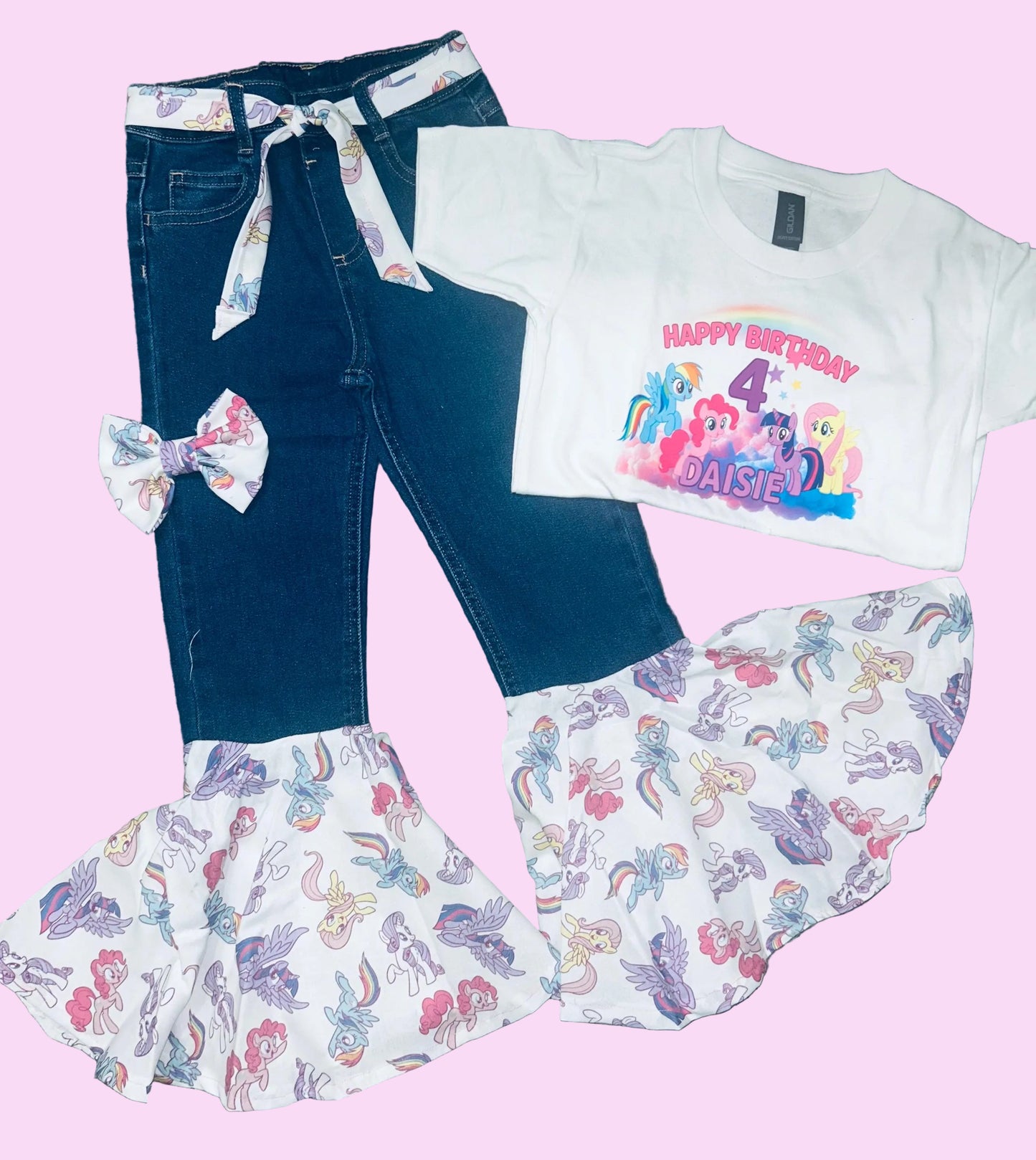 My little pony inspired inspired bell bottom set