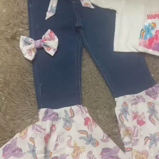 My little pony inspired inspired bell bottom set