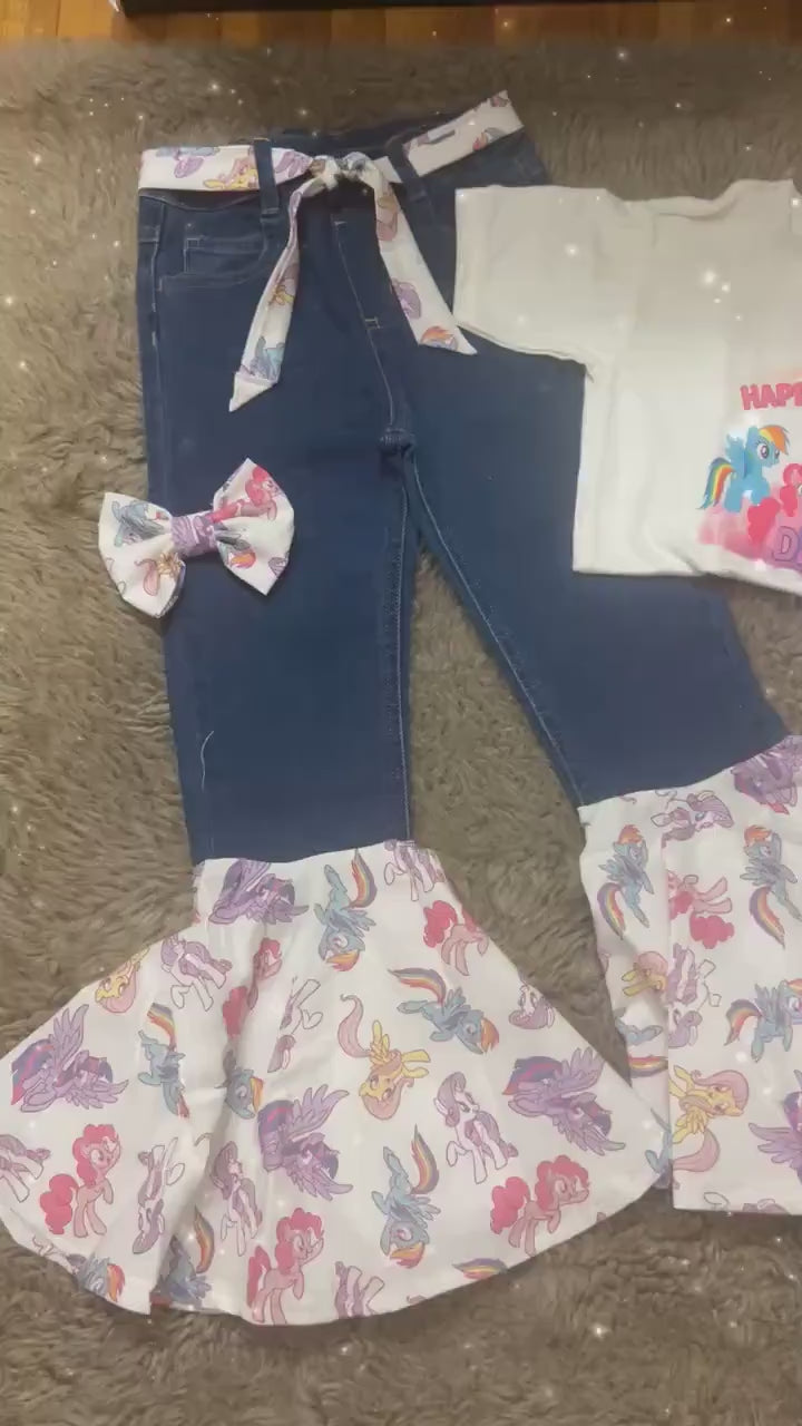My little pony inspired inspired bell bottom set